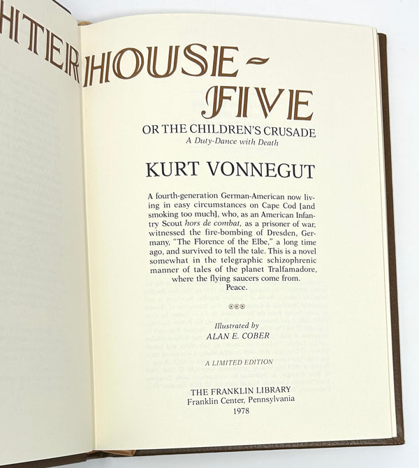 Slaughterhouse-Five, Kurt Vonnegut. Signed Franklin Library Limited Edition.