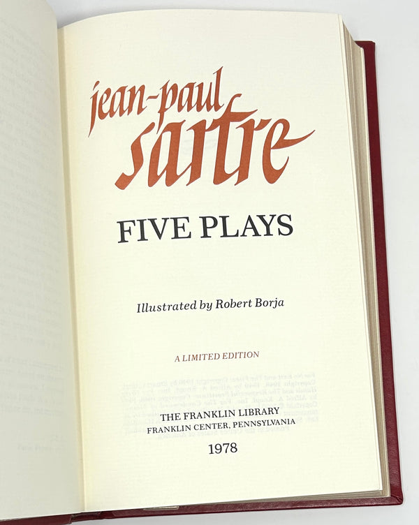 Five Plays, Jean-Paul Sartre. Signed Franklin Library Limited Edition.