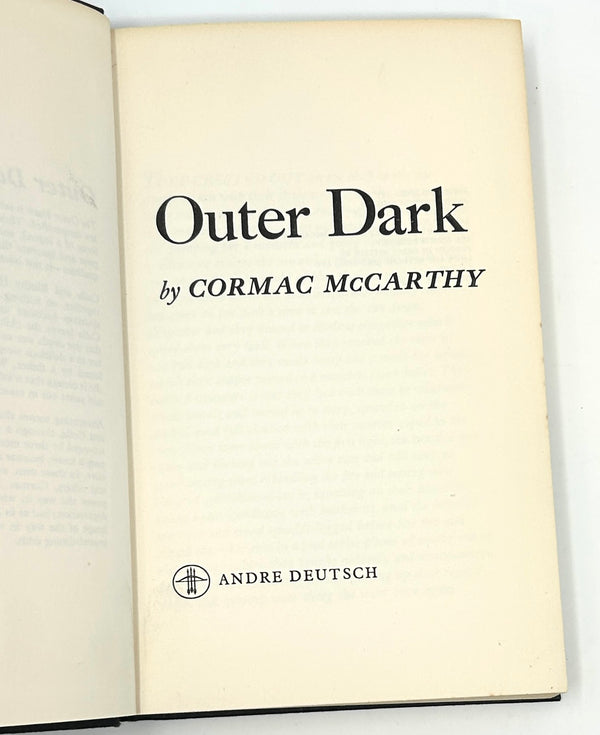 Outer Dark, Cormac McCarthy. First UK Edition.