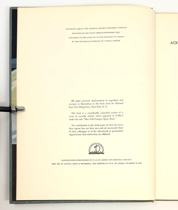 Across the Space Frontier, Wernher von Braun et al. First Edition.