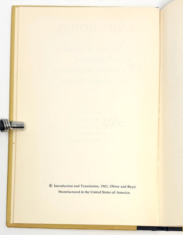 On Formally Undecidable Propositions..., Kurt Godel. First American Edition.