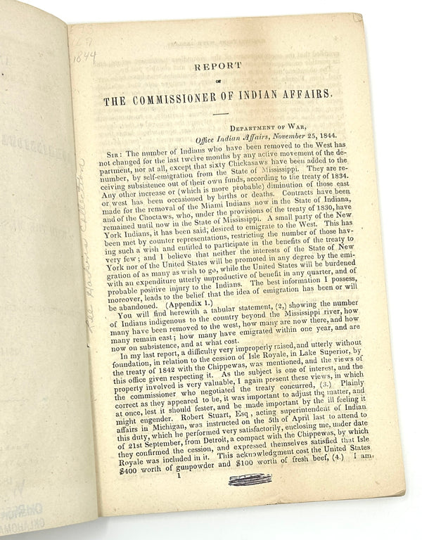 Annual Report of the Commissioner of Indian Affairs ~ 1844-1845