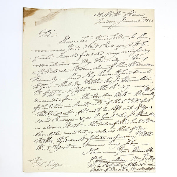 Rear-Admiral Sir Edward Hamilton – Autograph Letter Signed to Edmund Lodge