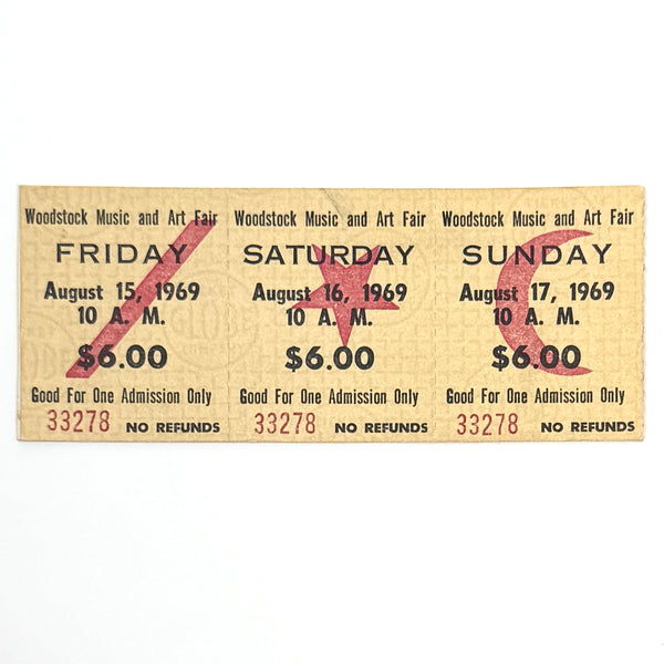 3 Days of Peace and Music ~ Woodstock Original Program w/ Ticket ~ 1969