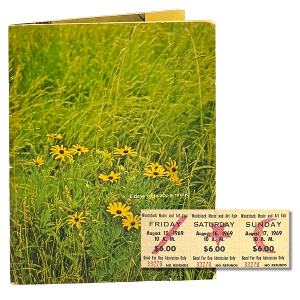 3 Days of Peace and Music ~ Woodstock Original Program w/ Ticket ~ 1969