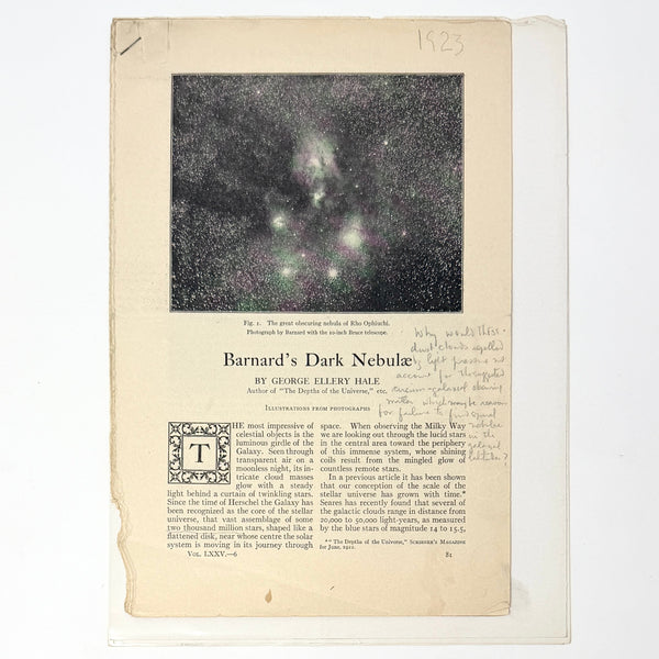 A Photographic Atlas of Selected Regions of the Milky Way, Edward Emerson Barnard. First Edition. Albert G. Ingalls's Annotated Association Copy.
