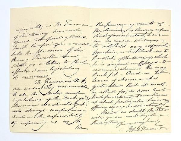 Sir John Barrow Autograph Letter Signed on Royal Navy Dockyard Administration, 1835