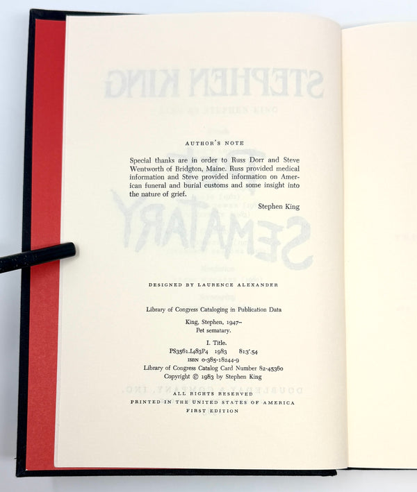 Pet Sematary, Stephen King. First Edition.