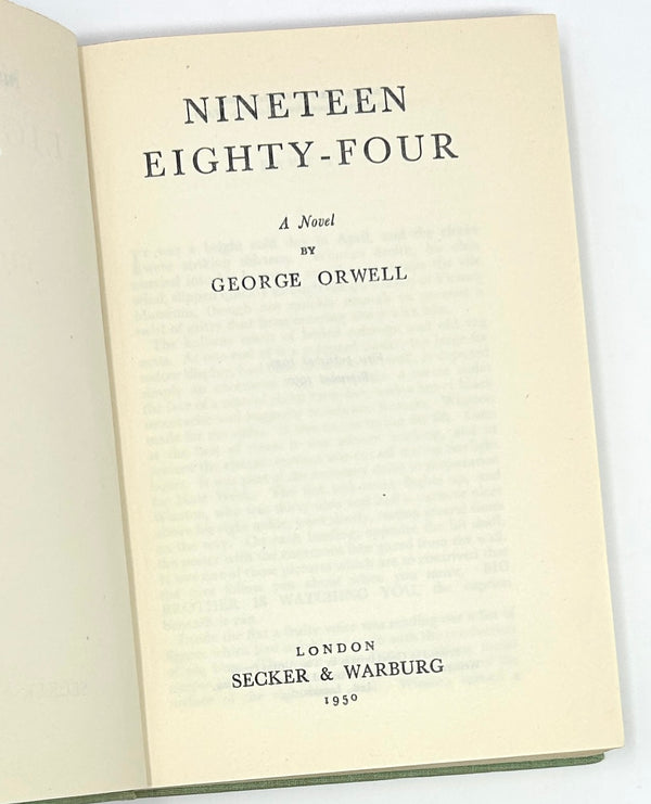 Nineteen Eighty-Four, George Orwell. First UK Edition, Second Printing.