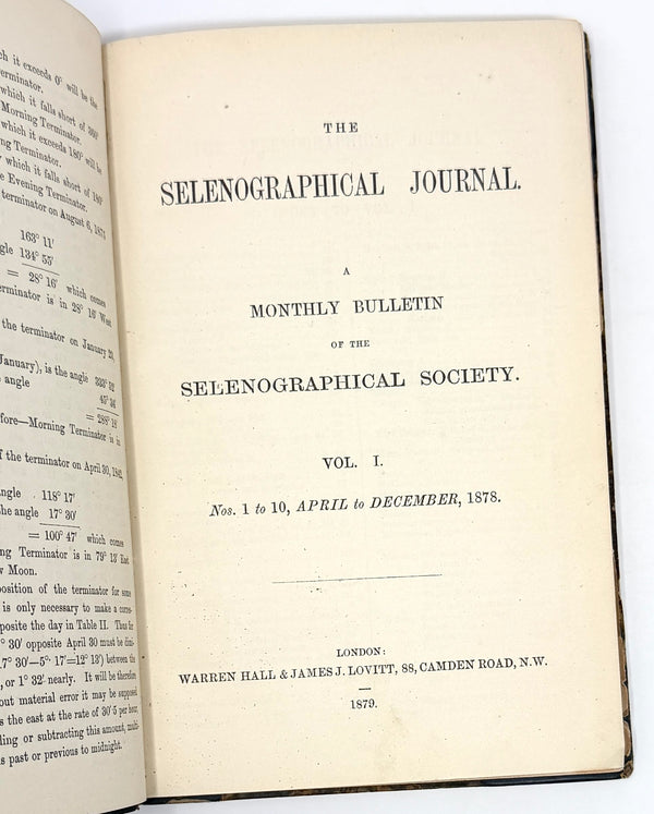 The Selenographical Journal, Selenographical Society. Complete Run with Early Lunar Photographs.