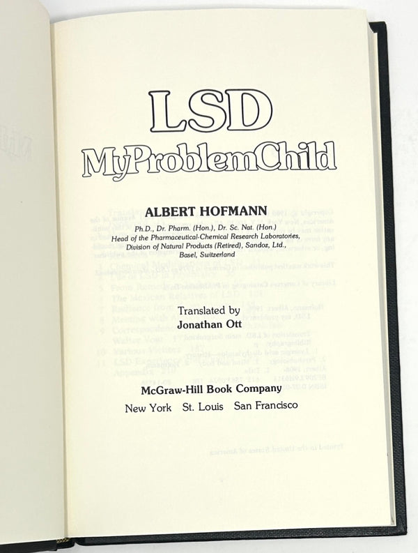 LSD: My Problem Child, Albert Hofmann. First Edition.