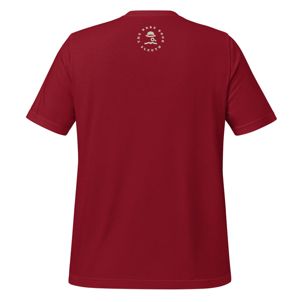 Back view of literary-inspired T-shirt featuring first edition book cover artwork from Stephen King Pet Sematary Red