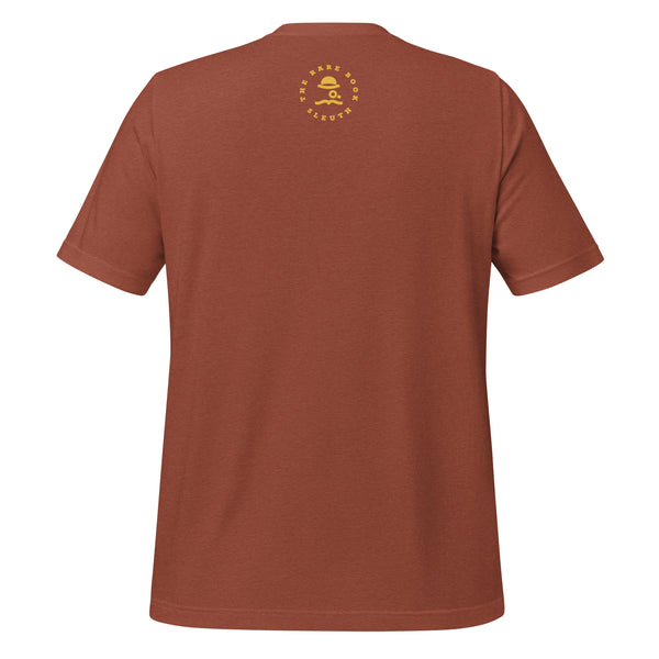 Back view of literary-inspired T-shirt featuring book cover artwork from J.D. Salinger The Catcher in the Rye clay