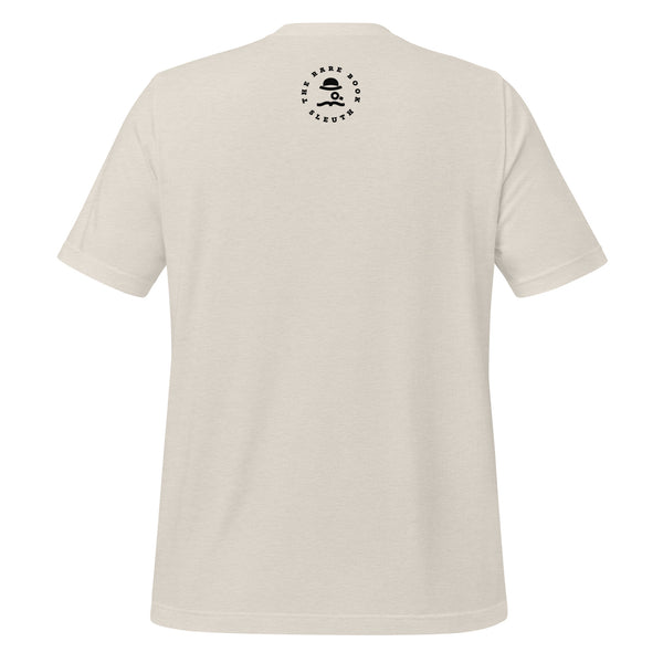 Back iew of literary-inspired T-shirt featuring book cover artwork from Virginia Woolf A Room of One's Own