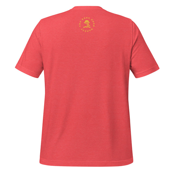 Back view of literary-inspired T-shirt featuring book cover artwork from J.D. Salinger The Catcher in the Rye heather red