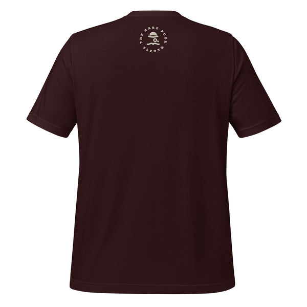 Back view of literary-inspired T-shirt featuring first edition book cover artwork from Stephen King Pet Sematary Oxblood Black 