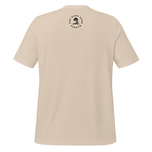 Back view of literary-inspired T-shirt featuring book cover artwork from Virginia Woolf A Room of One's Own cream