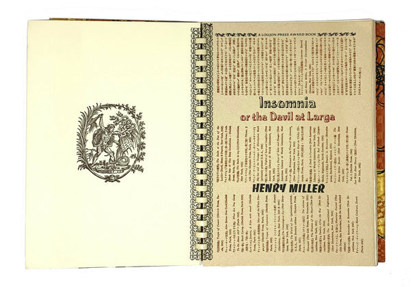Insomnia, Henry Miller. Signed Limited First Edition. Loujon Press ~ Edition 'A'