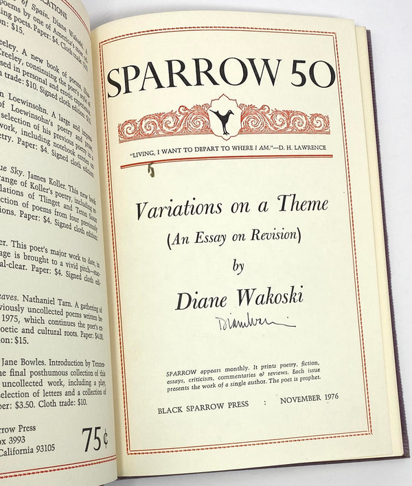Sparrow 49-60. Autograph Edition, Signed by Charles Bukowski et al.