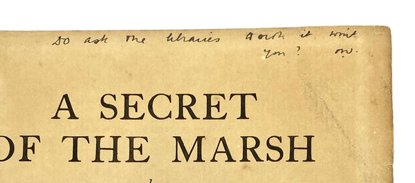A Secret of the Marsh, Oliver Warner. Signed First Edition Review Copy.