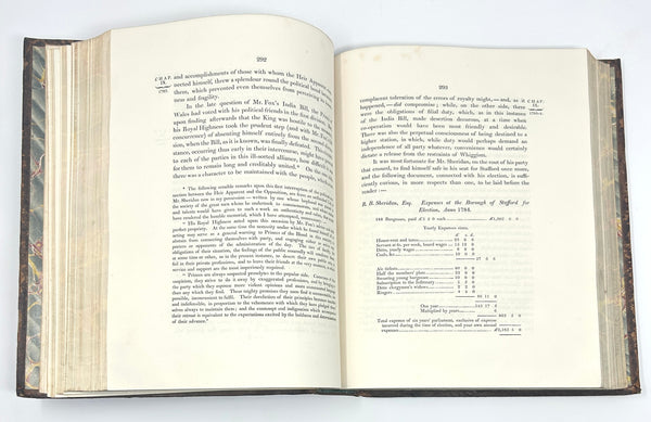 Memoirs of the Life of the Right Honourable Richard Brinsley Sheridan, Thomas Moore. First Edition. Chandos Leigh's Copy.