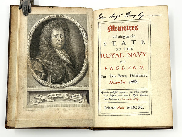 Memoires Relating to the State of the Royal Navy of England, Samuel Pepys. First Edition.