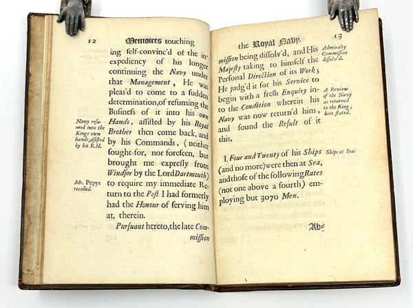 Memoires Relating to the State of the Royal Navy of England, Samuel Pepys. First Edition.