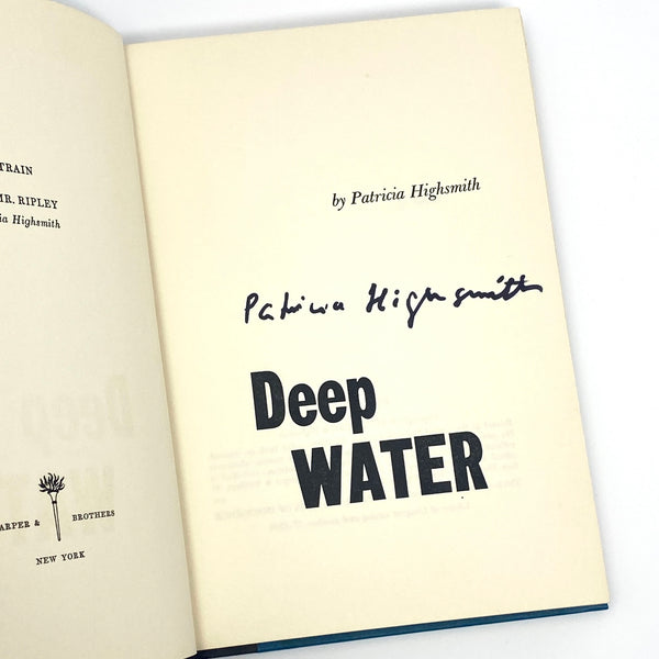 Deep Water, Patricia Highsmith. Signed First Edition, First Printing.
