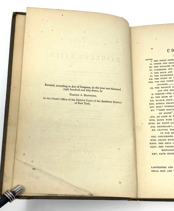 The Hasheesh Eater, Fitz Ludlow. Fourth Edition ~ 1857.